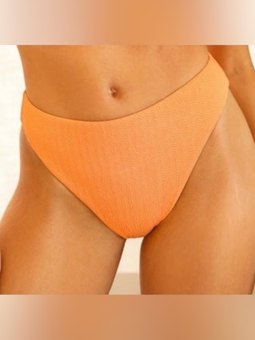 women’s seashore high waist cheeky bikini bottom in reef orange - dippin daisys!